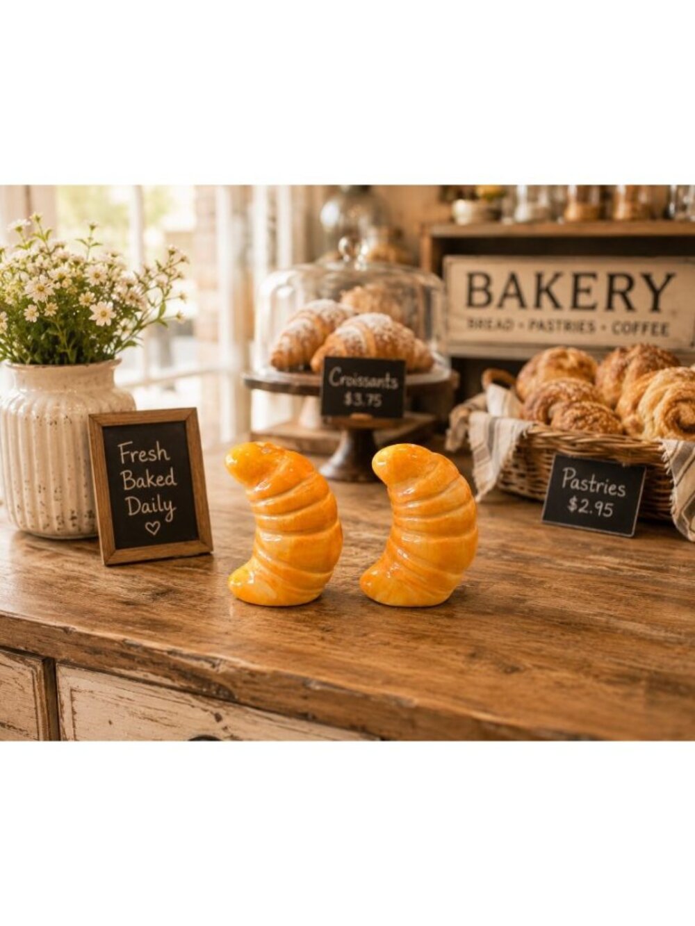 New Croissant French Bakery Salt & Pepper Shakers Salt N Pepper Dinning Set